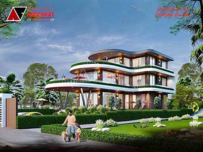 Thiết kế biệt thự sân vườn 3 tầng 500m2 đẹp 