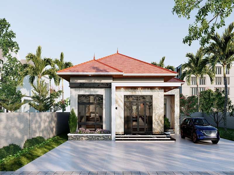 Chia sẻ mẫu nhà 1 tầng cấp 4 mái Nhật đỏ đẹp ấn tượng