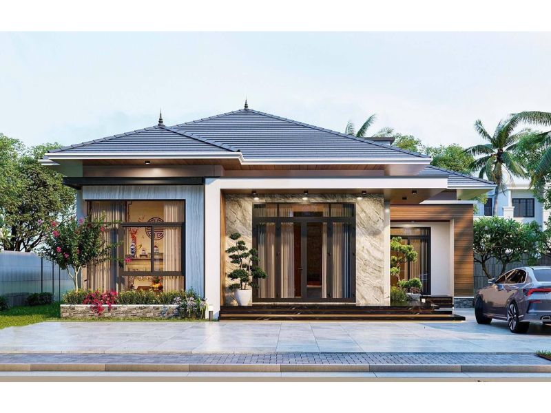 Mẫu nhà cấp 4 nông thôn 4 phòng ngủ hiện đại