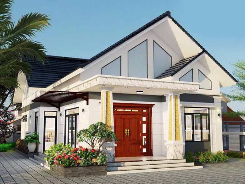Vẻ ngoài sang trọng, ấn tượng của mẫu nhà cấp 4 nông thôn 4 phòng ngủ mái Thái