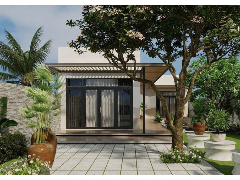 Mẫu nhà cấp 4 hình chữ L tối ưu không gian tiện nghi