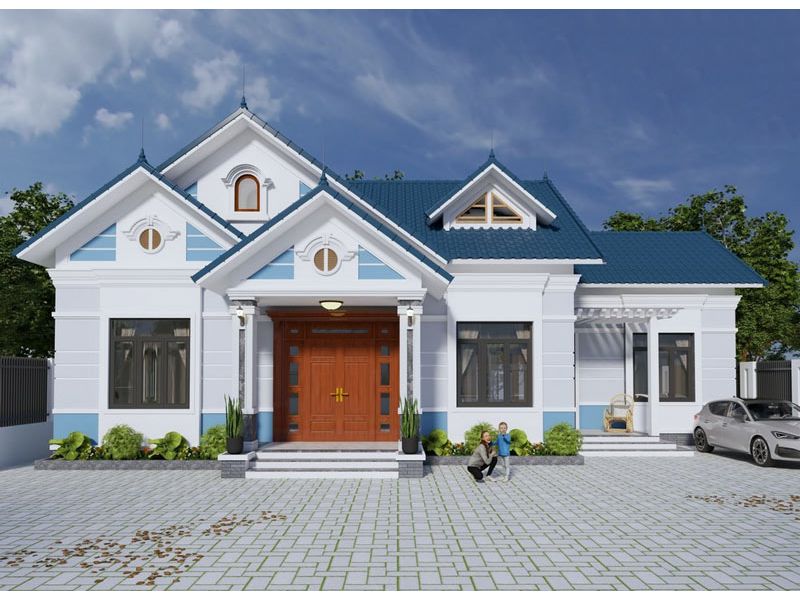 Nhà cấp 4 nông thôn 4 phòng ngủ kết hợp hài hòa giữa thiết kế và màu sắc