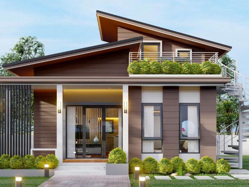 Thiết kế nhà cấp 4 mái lệch độc đáo với 4 phòng ngủ bố trí tiện nghi