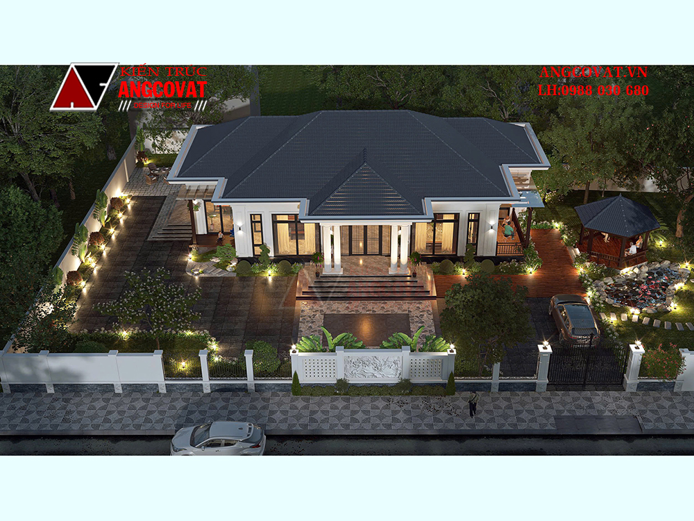 Thiết kế nhà vườn cấp 4 ở nông thôn 4 phòng ngủ