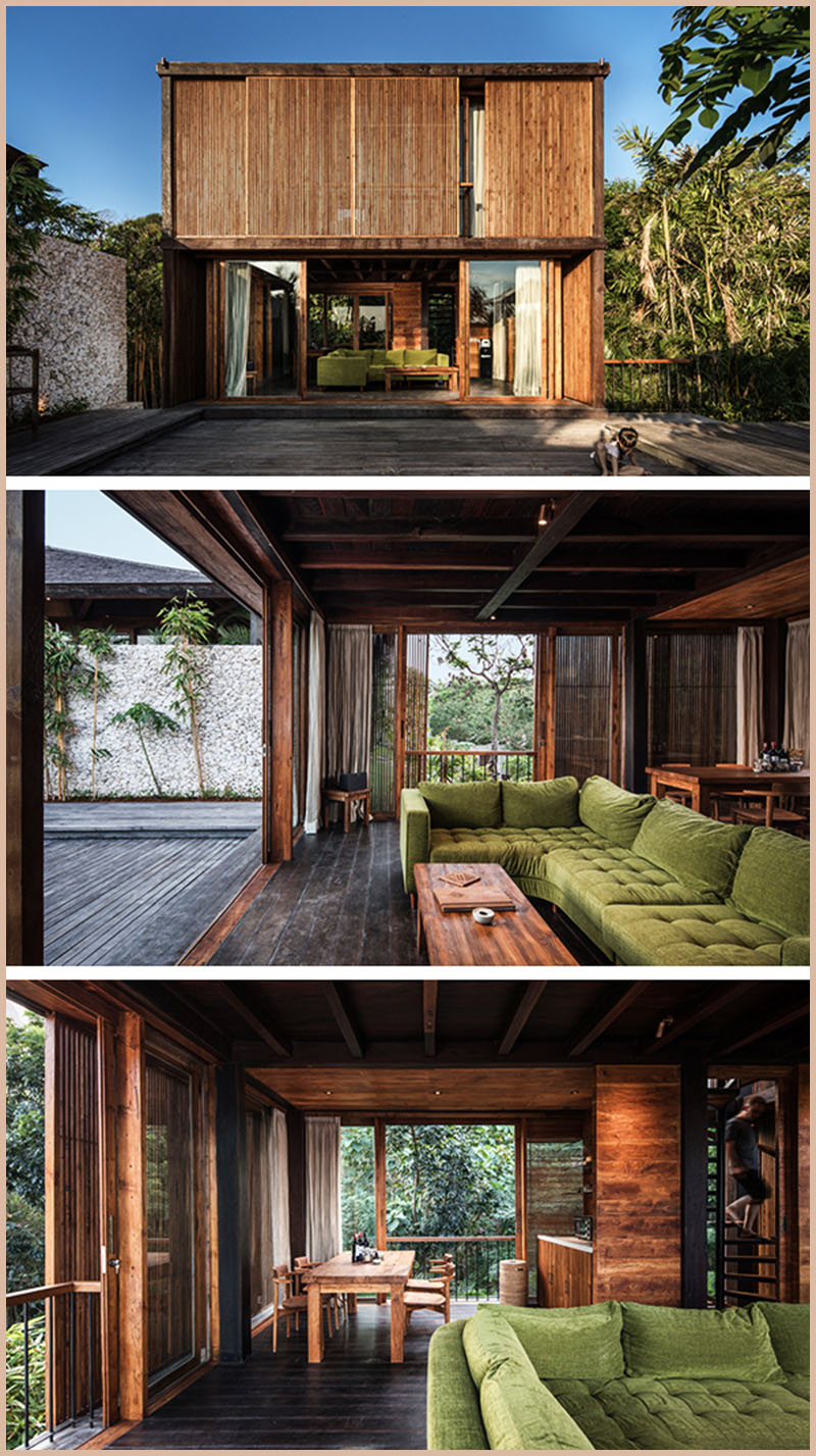 nhà đẹp 2 tầng bằng gỗ hiện đại mái bằng
