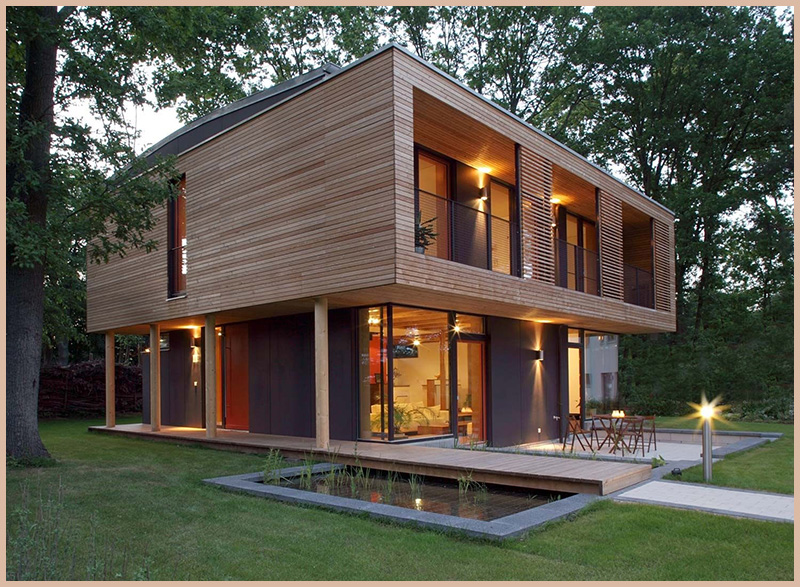 nhà đẹp 2 tầng bằng gỗ hiện đại