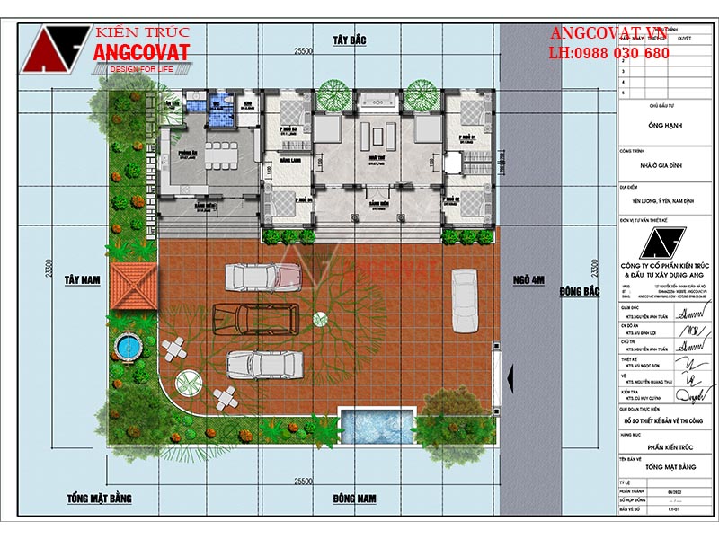 thiết kế mặt bằng quy hoạch biệt thự 1 tầng 4 phòng ngủ kết hợp thờ 