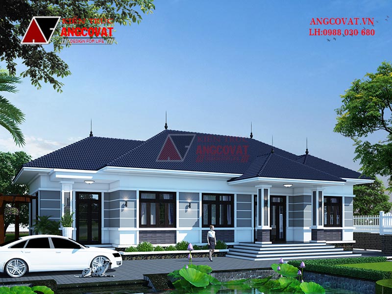 Biệt thự mái nhật 1 tầng 4 phòng ngủ tân cổ đẹp 