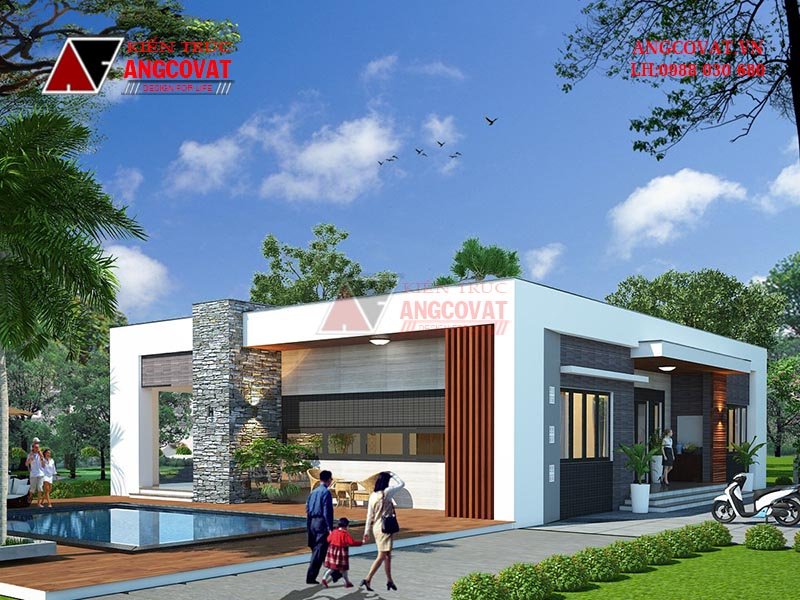 biệt thự hiện đại 1 tầng có bể bơi đẹp nhất 