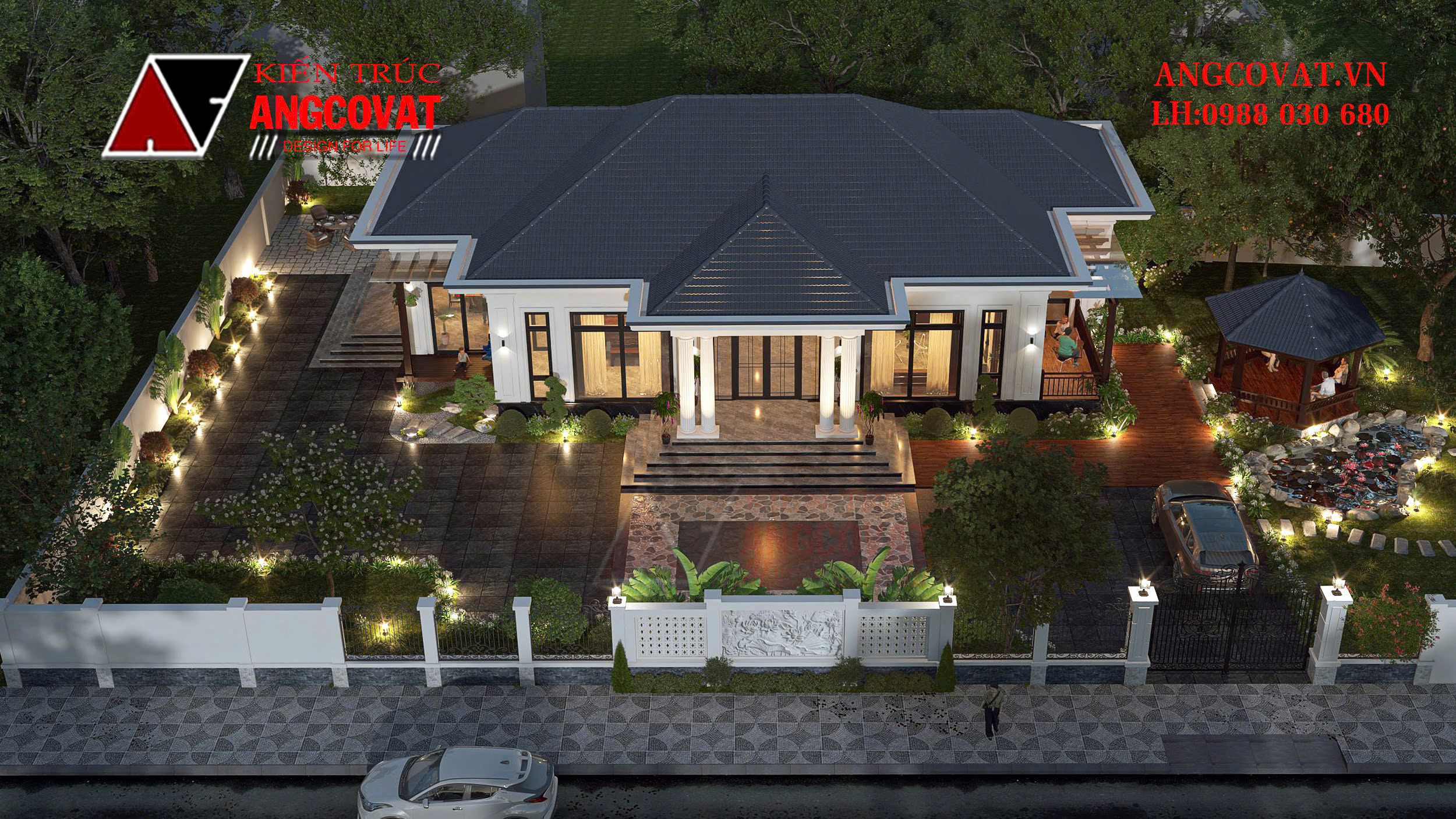 Thiết kế nhà 1 tầng 4 phòng ngủ đẹp ở quê 