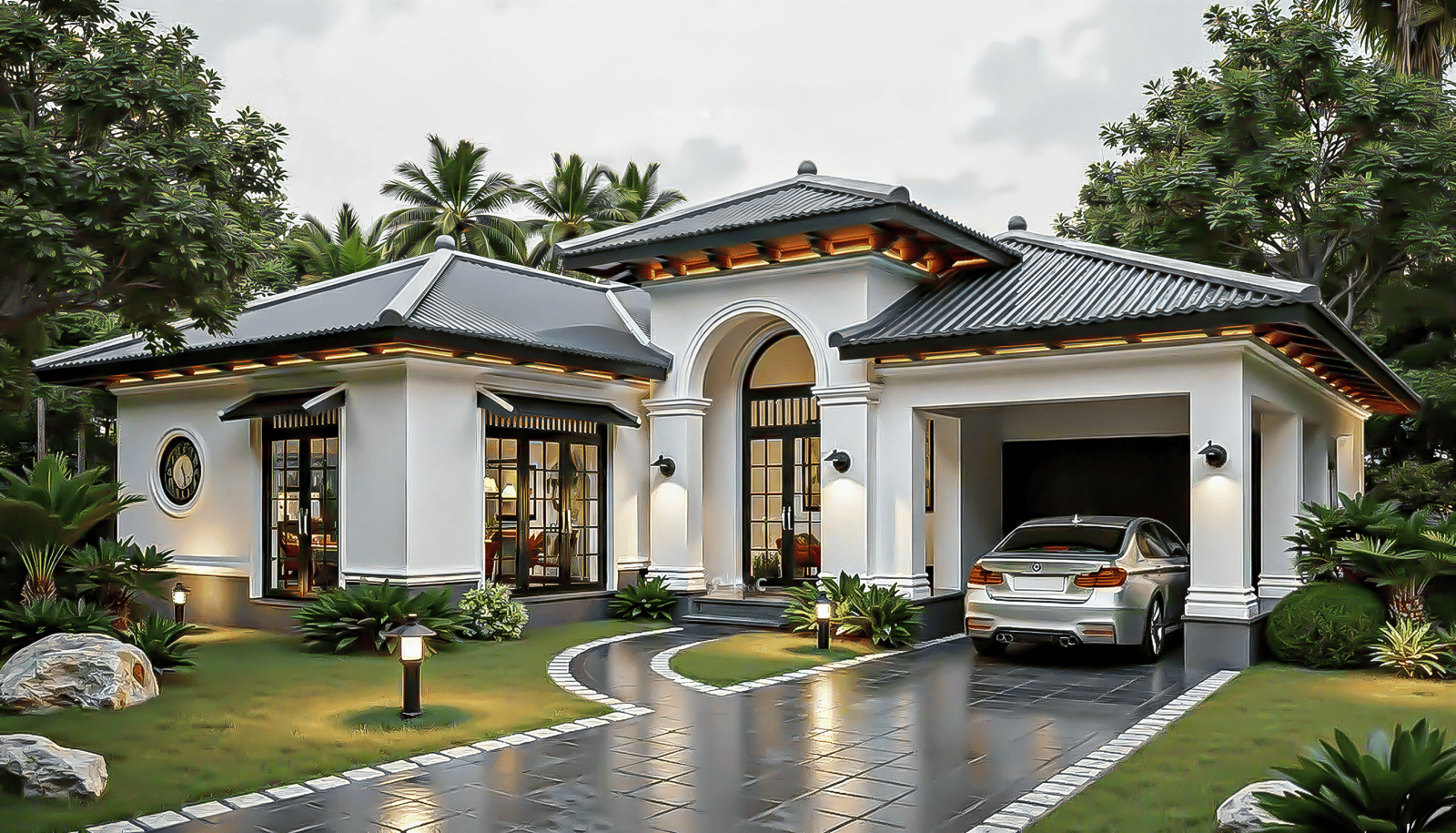 Chi phí thiết kế biệt thự 1 tầng 4 phòng ngủ 