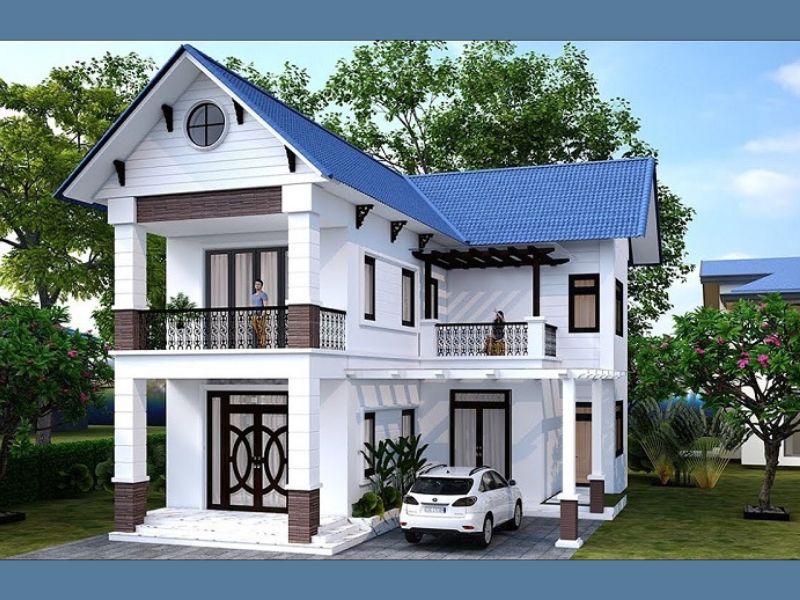 Hệ mái Nhật tăng sự bề thế, sang trọng cho biệt thự 2 tầng không gian mở