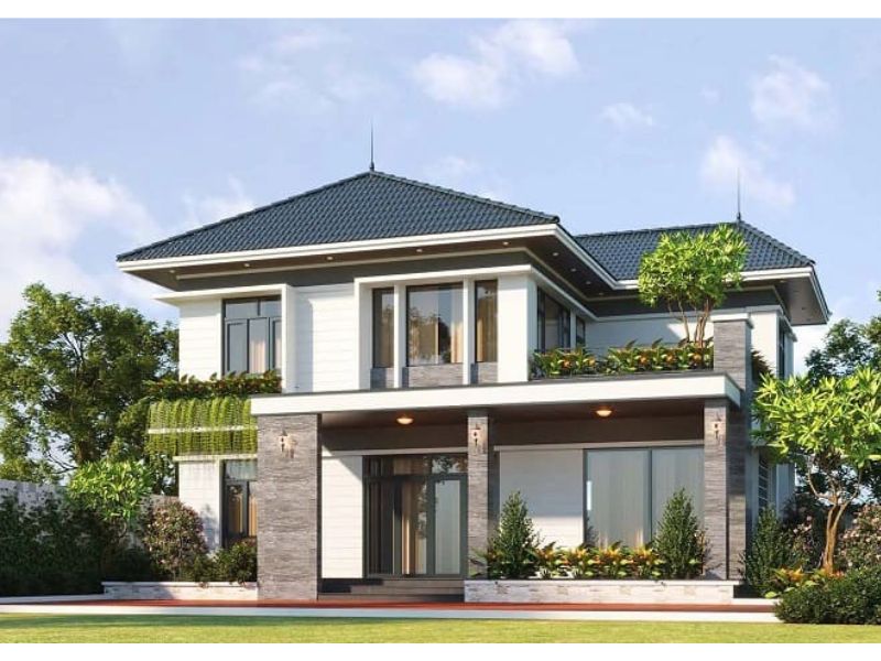 Thiết kế mái Nhật 2 tầng có sân vườn tăng vẻ đẹp thẩm mỹ