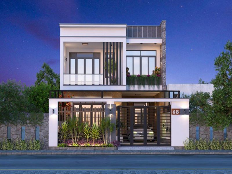 Biệt thự 2 tầng rộng 7m với thiết kế đơn giản nhưng tinh tế