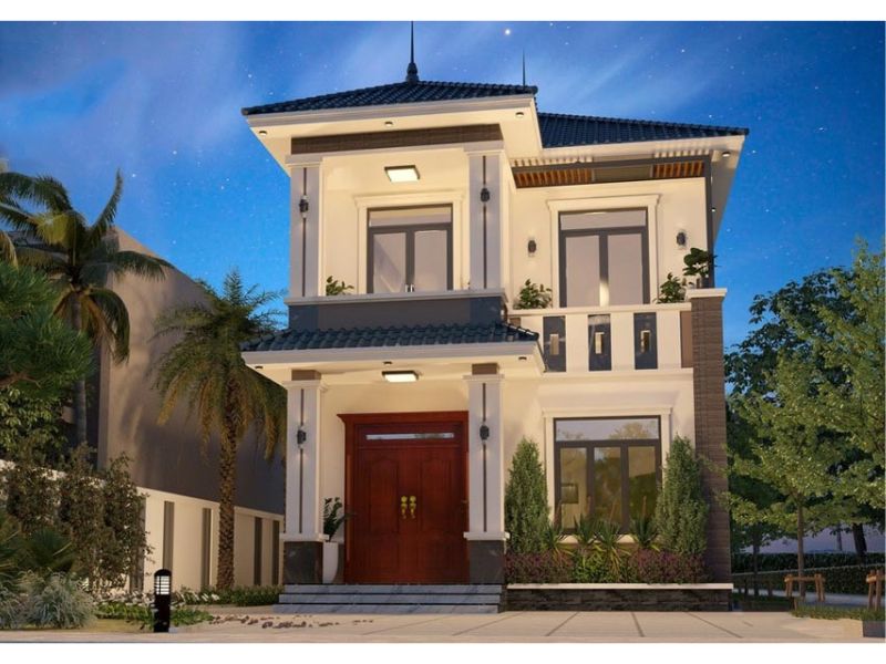 Tư vấn mẫu nhà 2 tầng mặt tiền 7m hiện đại đẹp lung linh