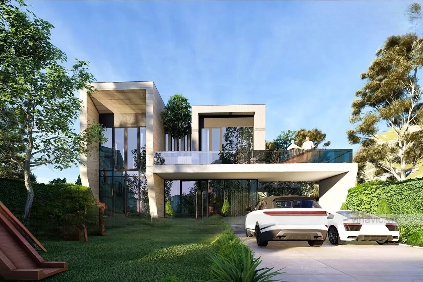 Kiến trúc độc đáo của biệt thự 2 tầng không gian mở hiện đại