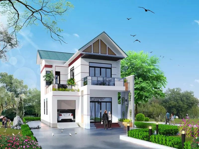 Mẫu biệt thự 2 tầng không gian mở mái Nhật đẹp, sang trọng