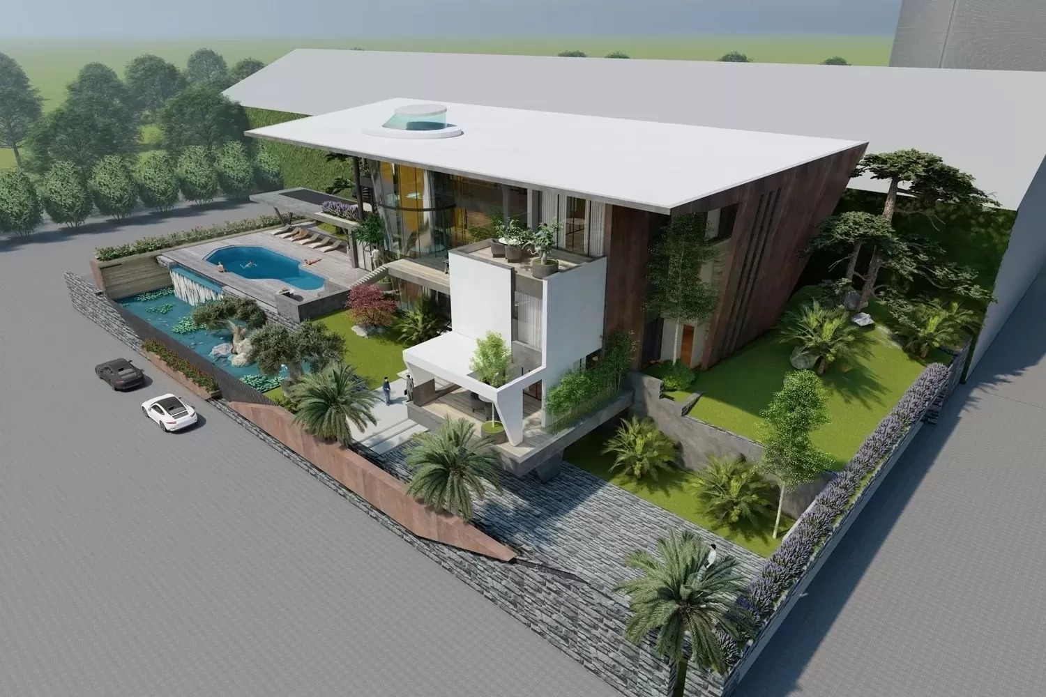 Thiết kế nhà 2 tầng không gian mở kết hợp hài hòa giữa kiến trúc hiện đại và cảnh quan xanh mát