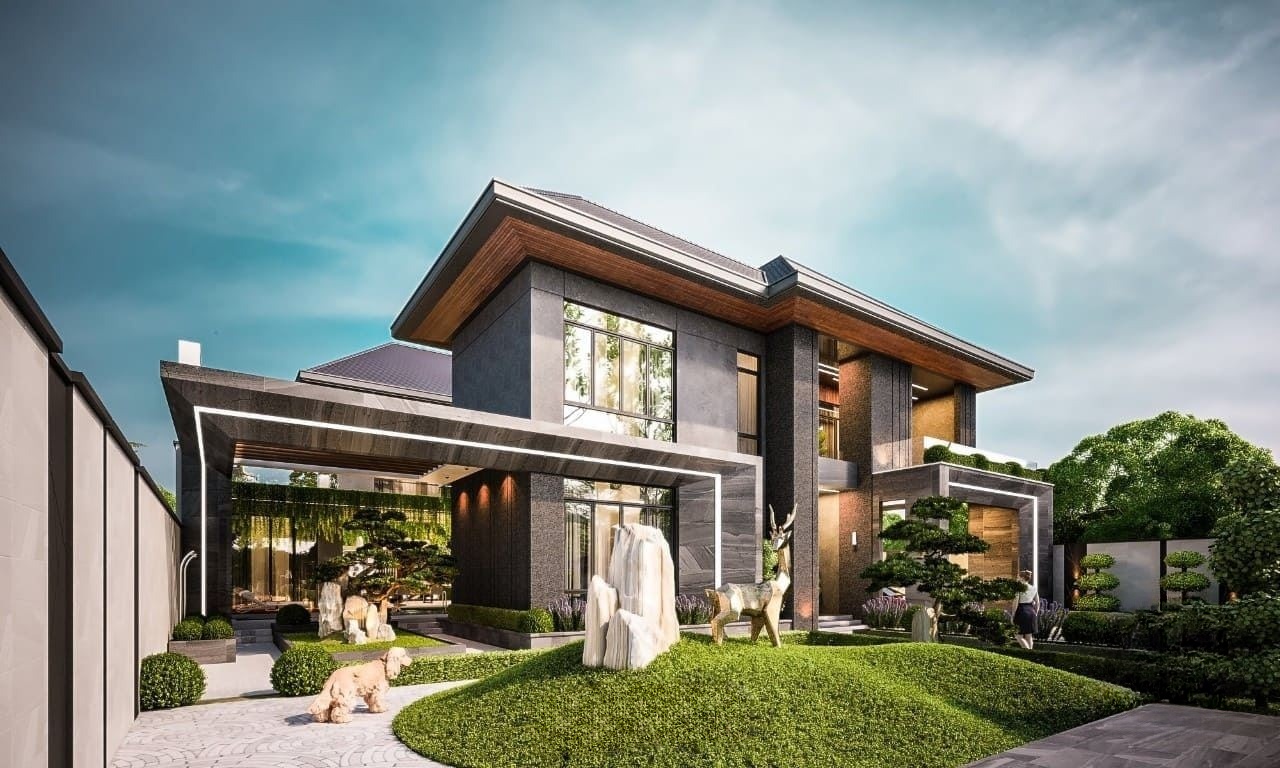 Ấn tượng với công trình biệt thự 2 tầng không gian mở sang trọng