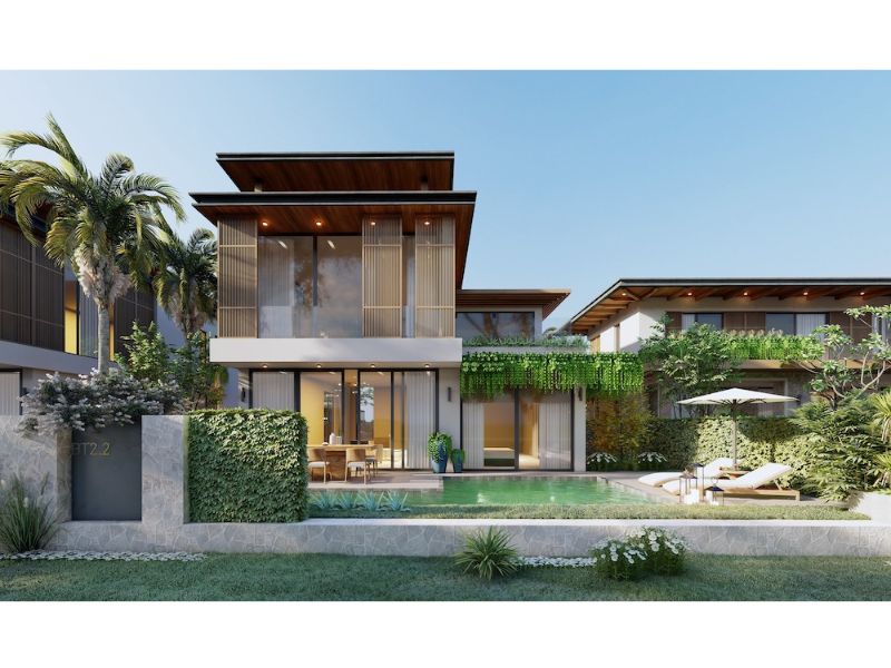 Ngoại thất hiện đại, sang trọng của mẫu nhà vườn 1500m2 2 tầng 
