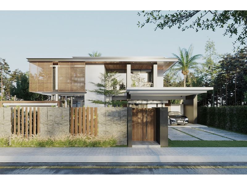 Hình khối đơn giản, tinh tế trong mẫu nhà 1500m2 2 tầng hiện đại