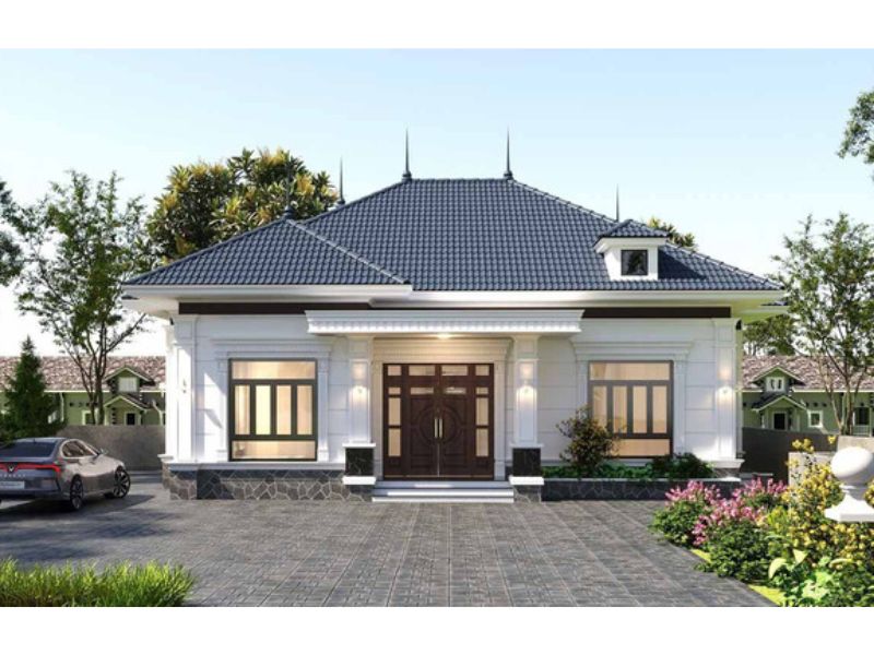 Xây nhà mái Nhật 1 tầng 90m2 có mặt tiền rộng