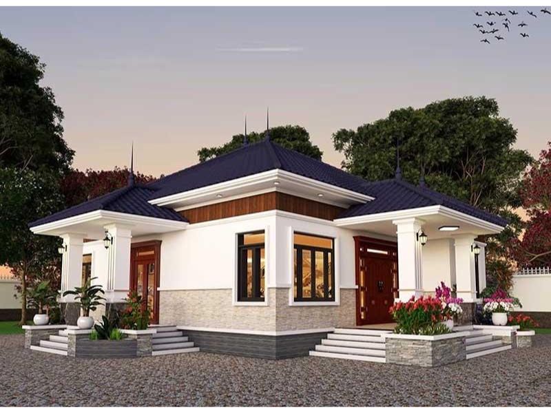 Xây nhà mái Nhật 1 tầng 2 mặt tiền