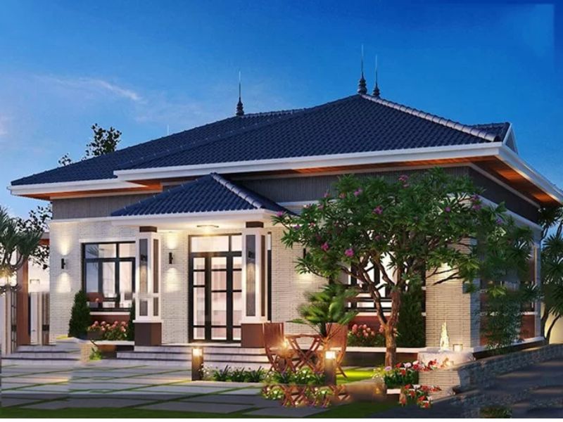 Chia sẻ mẫu nhà 1 tầng mái Nhật gần gũi thiên nhiên