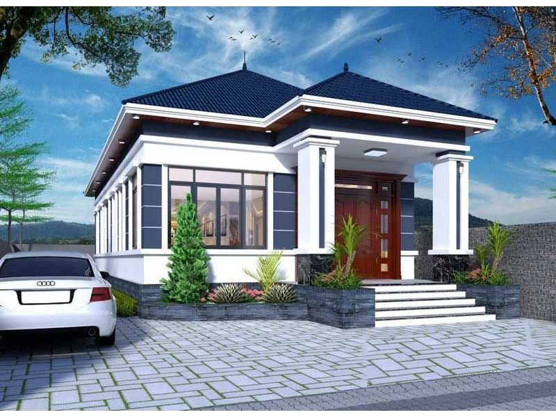 Nhà cấp 4 mái Nhật 90m2 3 phòng ngủ ở quê