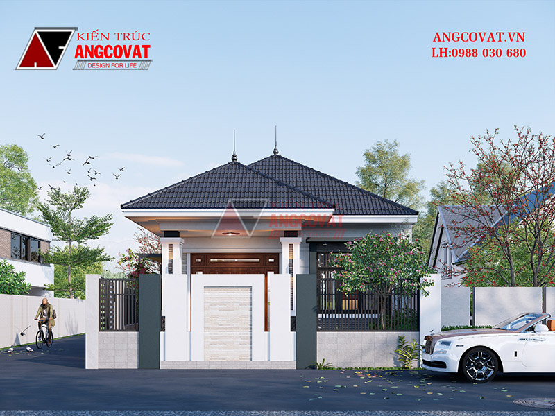 Xây nhà 1 tầng rộng 90m2 sử dụng hệ mái Nhật tăng sự bề thế, sang trọng