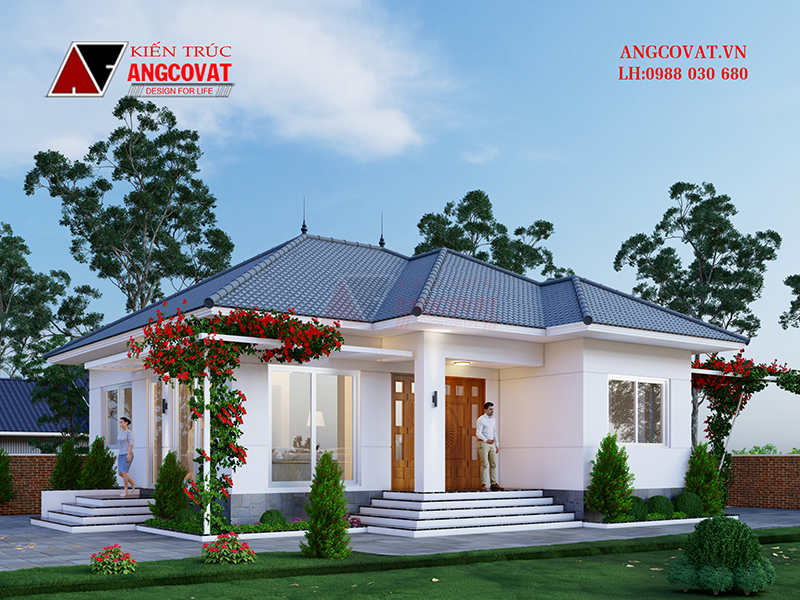 Mẫu nhà vườn cấp 4 mái Nhật 90m2 đẹp