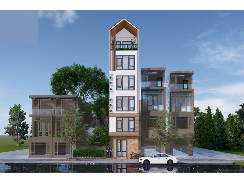 Mẫu chung cư mini 4 tầng 60m2 có tum 