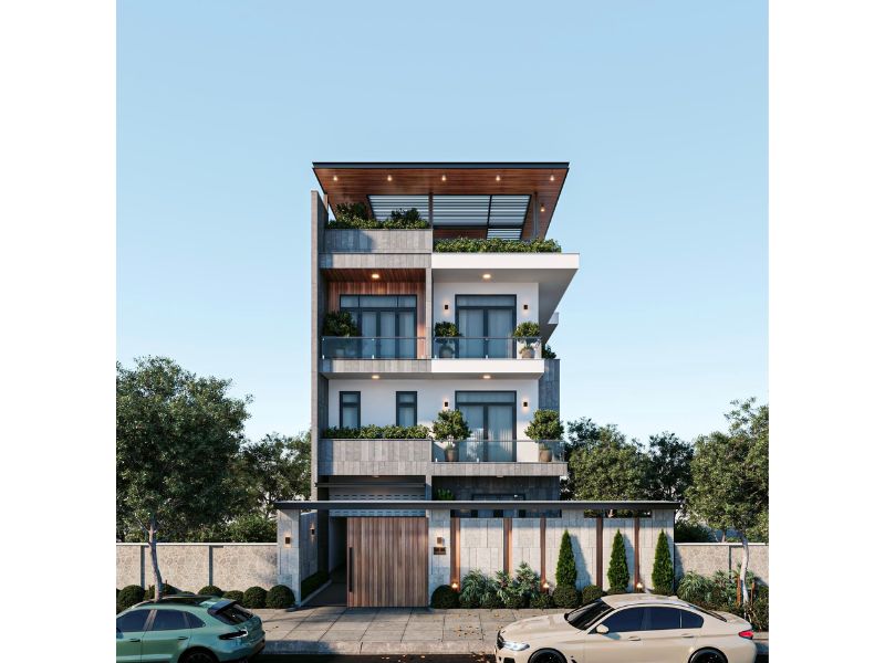 Mẫu nhà phố mặt tiền 7m hiện đại có tum thoáng đãng 