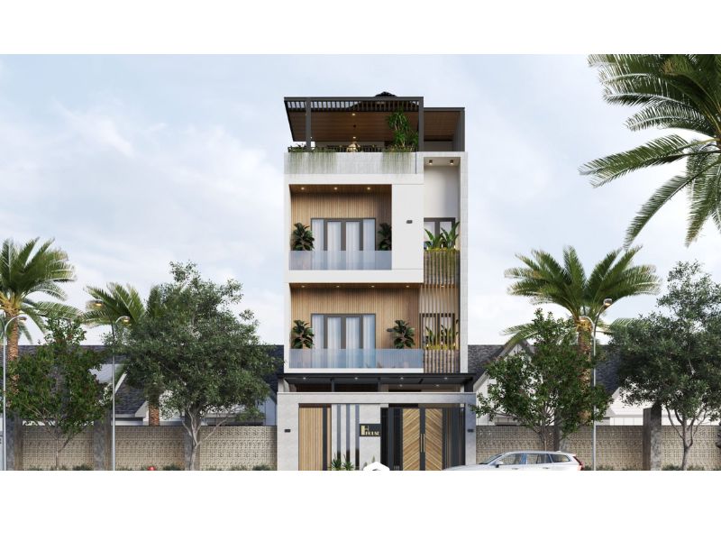 Khe thoáng hỗ trợ ngôi nhà 4 tầng mặt tiền 7m điều hòa không khí hiệu quả 