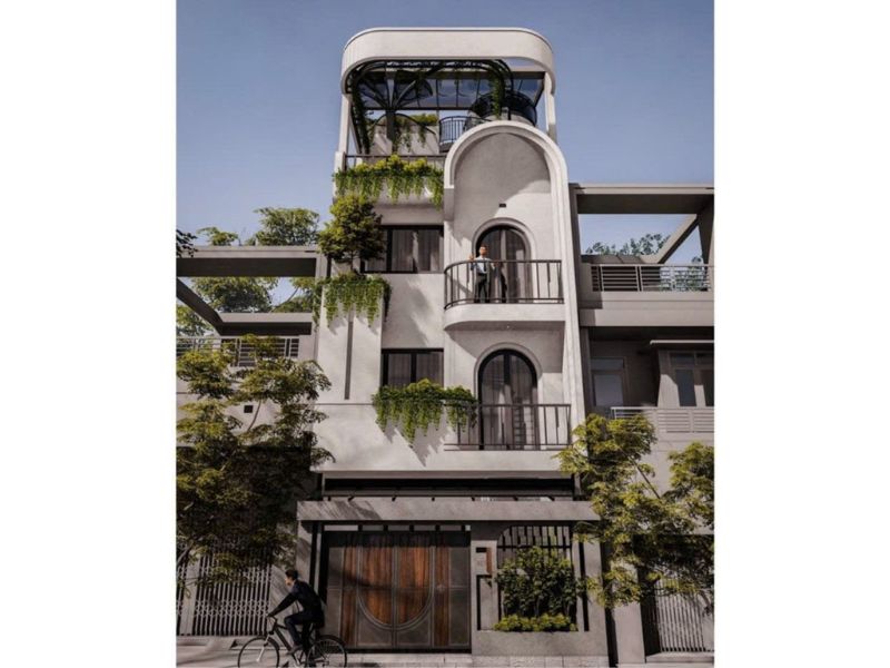 Mặt tiền 7m thiết kế kiến trúc vòm kết hợp các mảng xanh tăng phần mềm mại, thanh thoát 