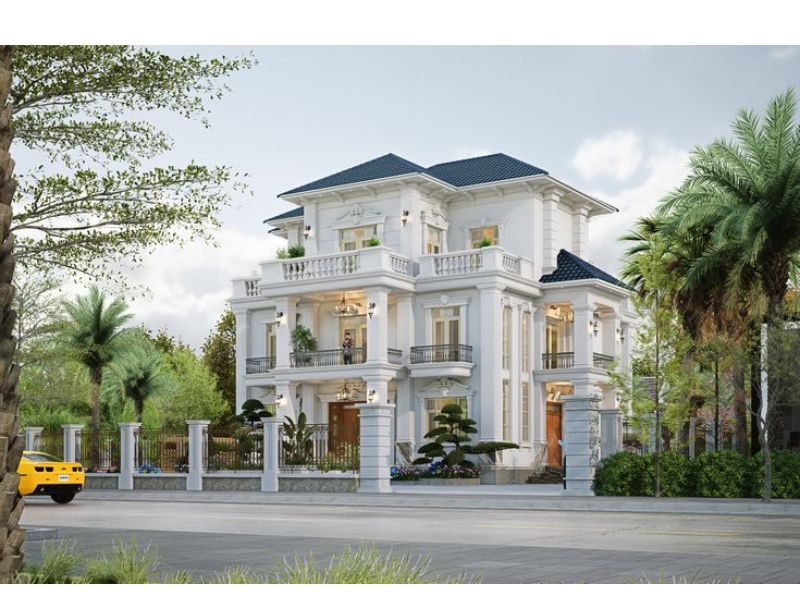 Khám phá nét đẹp quý phái, kiêu sa có trong mẫu biệt thự tân cổ điển 3 tầng 1 tum 2 mặt tiền 