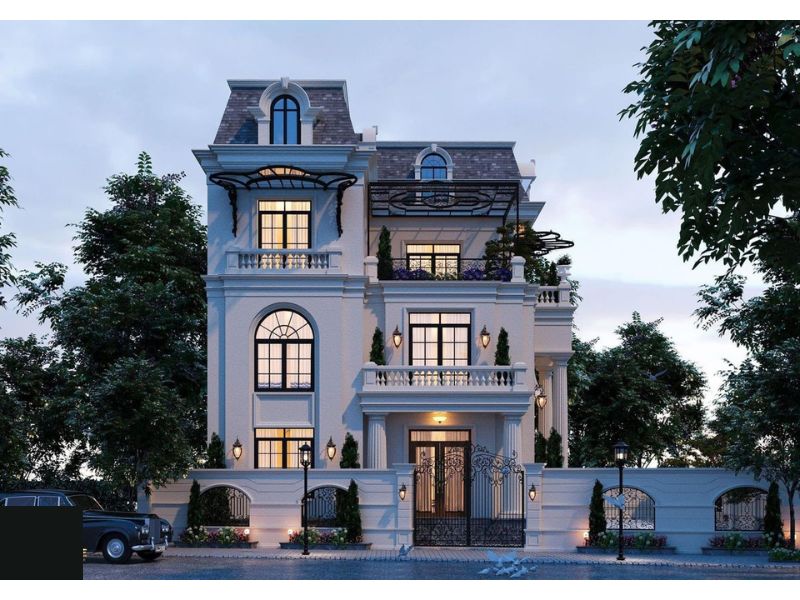 Thiết kế biệt thự tân cổ với 2 tiền sảnh lớn, bề thế 