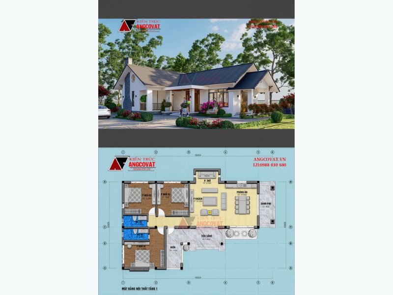 Mẫu biệt thự sân vườn 300m2&nbsp;3 phòng ngủ