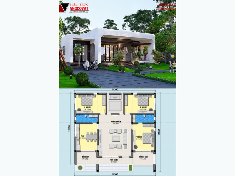 Mẫu&nbsp;biệt thự vườn 180m2 mái bằng