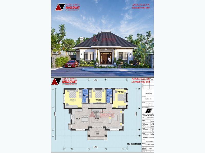 Biệt thự 180m2 1 tầng mái Nhật đẳng cấp