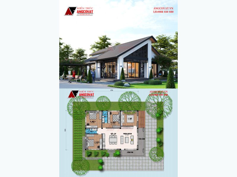 Công trình nhà 1 tầng 100m2 3 ngủ