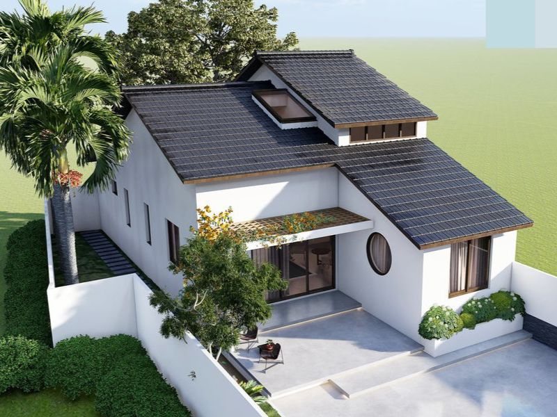 Nhà 1 tầng 1 tum có hệ mái thái độc đáo