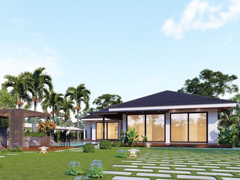 Nhà vườn cấp 4 có khoảng sân rộng phía trước mặt tiền