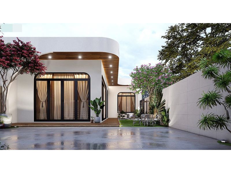 Nhà vườn cấp 4 mặt tiền 10m mái bằng thanh lịch