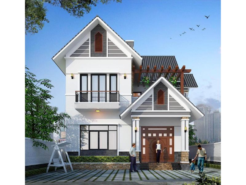 Kiến trúc nhà vườn 2 tầng mái thái đồ sộ