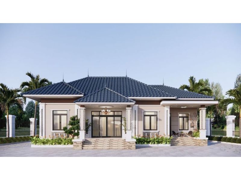 Kiến trúc nhà 1 tầng mái nhật xa hoa lộng lẫy
