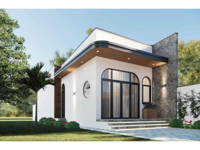 Đường nét kiến trúc đơn giản, hiện đại trong mẫu nhà cấp 4 6x20 3 phòng ngủ