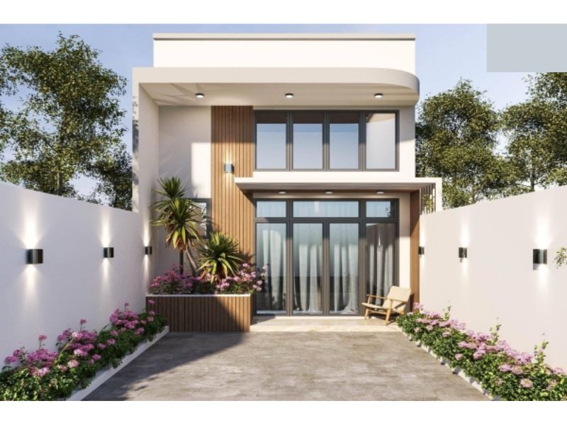 Xây nhà cấp 4 ngang 6m dài 20m mái bằng mặt tiền kính tối ưu ánh sáng tự nhiên