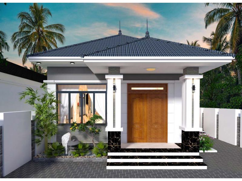 Thiết kế nhà cấp 4 mặt tiền 6m 3 phòng ngủ  tân cổ điển sang trọng, tinh tế