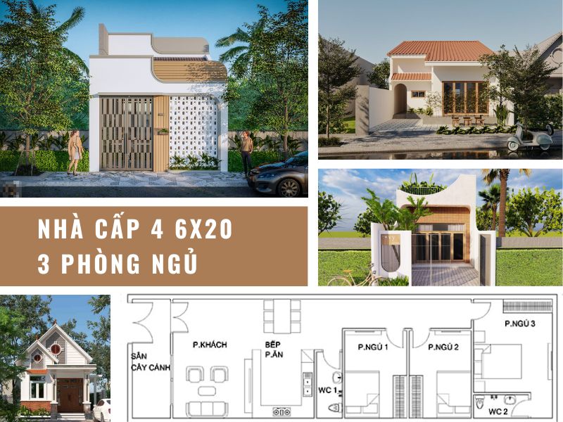 Chia sẻ mẫu nhà cấp 4 6x20 3 phòng ngủ thẩm mỹ - tiện nghi - tiết kiệm chi phí 
